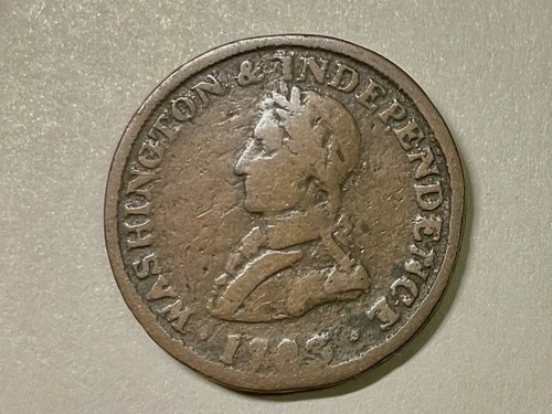 1783 Washington & Independence Cent Military bust Seated Liberty low grade 9.24g