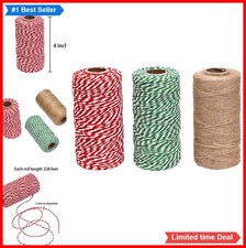 Christmas Twine Cotton Jute String 984 Feet 2mm 3 Rolls Gift Wrapping Crafts