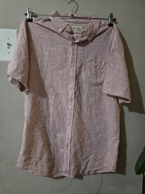 Weatherproof Vintage Men's Linen Short Sleeve Button-Down Button-Up Shirt, M