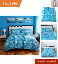 Soft Microfiber Mermaid Comforter Set Twin for Kids - Machine Washable Design