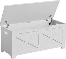 Storage Chest Bench with Safety Hinge Wooden Toy Chest for Entryway Bedroom