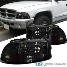 Fits 1997-2004 Dodge Dakota 98-03 Durango Smoke Headlights Head Lamps Assembly