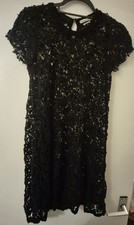 Isabel Marant Black Crochet Leaf Tunic Dress