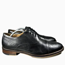 Johnston Murphy Conard Mens Size 11 Dress Shoes Leather Black Cap Toe  USED ONCE