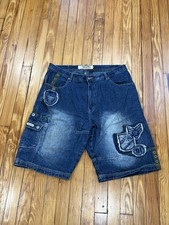 Y2K Southpole Dungaree Denim Shorts Blue Size 42
