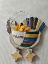 Rustic Turkey Wooden Metal Painted Welcome Sign Country Farmhouse Grandmacore