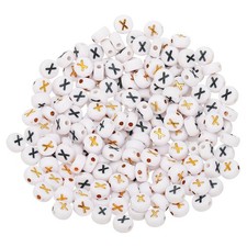 200 Pcs 4x7mm Acrylic Round White Letter Beads with Letter x