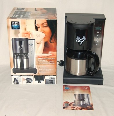 SGi Le Chef Kaffeemaschine mit Uhr / LCD Digital Timer und Thermokanne in OVP