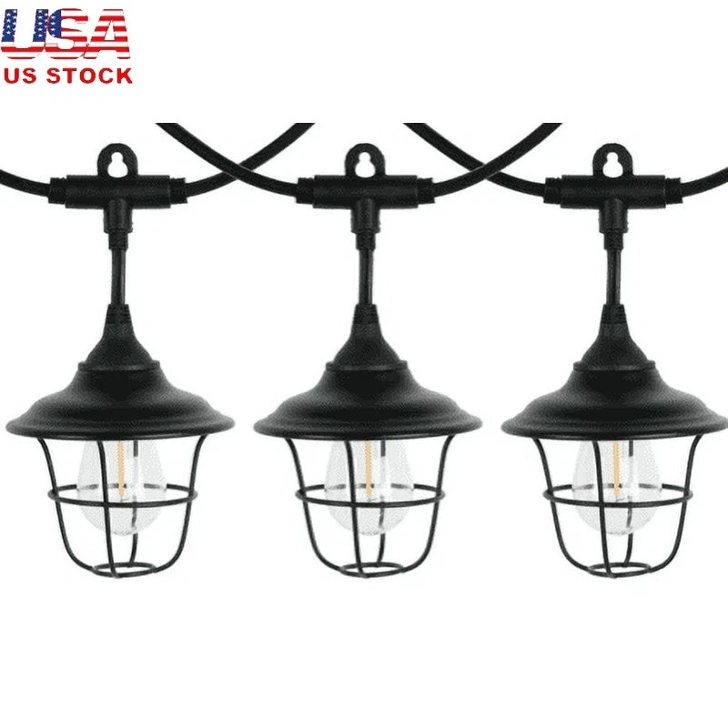 10 Count Metal RV Outdoor String Lights Weather-Resistant Decorative LED Bulbs