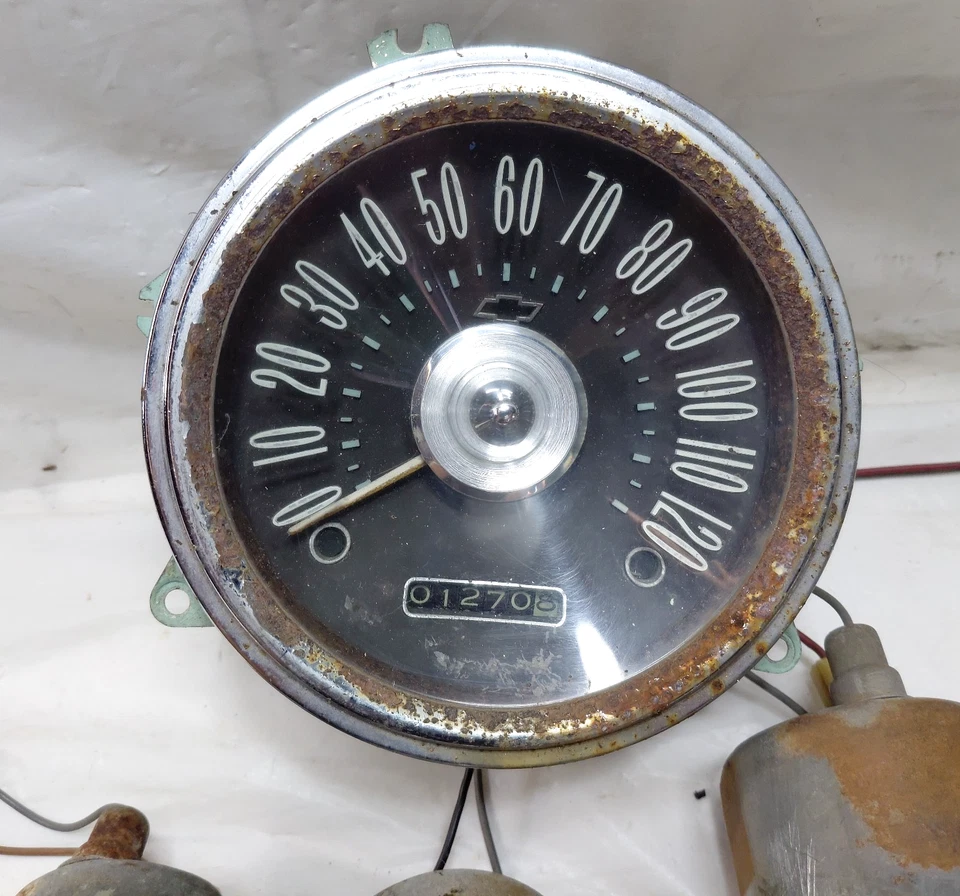 59-60 雪佛兰 Impala 原始设备制造商仪表组速度计燃油温度油时钟未经测试 — 第 4/4 张图片