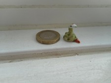 SNAKE/RATTLESNAKE - POTTERY/CERAMIC -  TINY WHITE, GREEN DETAILED CURLED SNAKE,