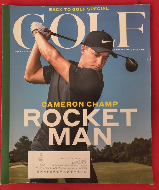 Golf Magazine. July-August 2020 Issue featuring Cameron Champ