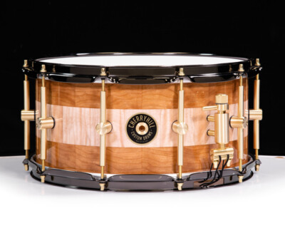Cherry Hill Drums 14x7 Fiddleback Maple / Mottled Cherry w/Black
