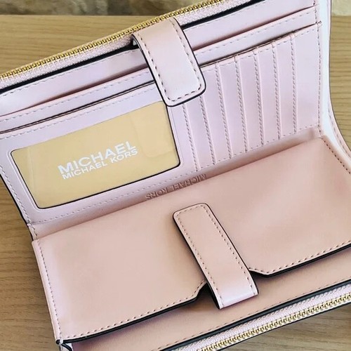 Cartera mediana de cuero/PVC Michael Kors MK Ayden opción billetera nueva con etiquetas rosa - Imagen 12 de 31