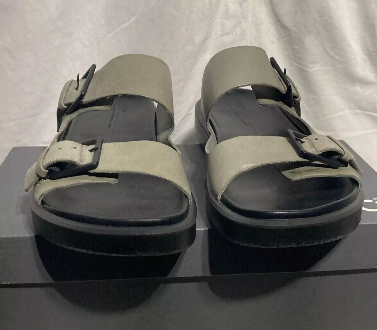 Ecco Flowt LX M Slide Leather Strap Sandals BLACK Gray 13-13.5 M 47 | eBay