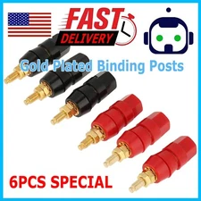 6X Gold Plated Audio Speaker Terminal 4mm Binding Post Banana Jack Plug B122