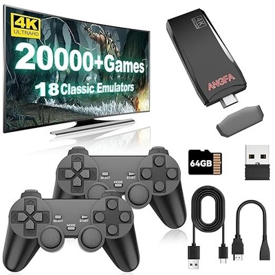 Upgrade Retro Video Gaming Stick Built in 20000+ Games with 18 Emulators, 4K HD