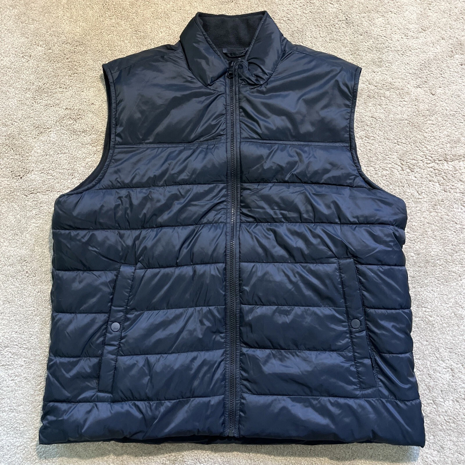EUC G.H. BASS & Co Fleece Lined Quilted & Insulated Puffer Vest BLACK XL MS $190