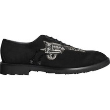 DOLCE & GABBANA Shoes Black Suede Sicilia Lace Up Formal EU41.5 / US8.5 1440usd