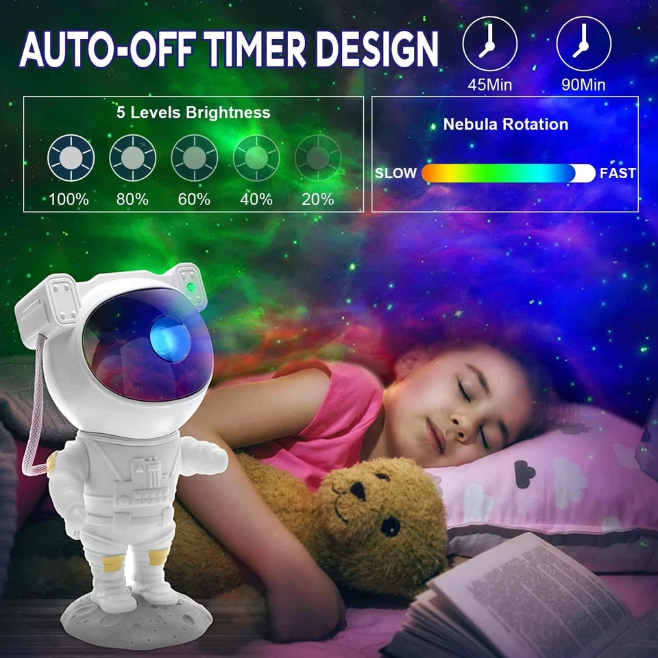 Astronaut Night Light Lamp Starry Galaxy Projector Space Nebula Star w/Remote - Image 4 of 4