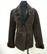 Giacca 5 Star Outerwear Brown Leather Jacket Sherpa Collar & Sleeves Womens Xl