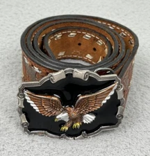 The Great American Buckle Co ENAMEL EAGLE 1243 Belt Buckle W/ Belt USA VTG 1983