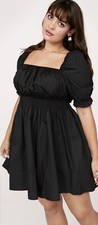 BRAND NEW Nasty Gal Plus Size Poplin Puff Sleeve Mini Dress Size 24