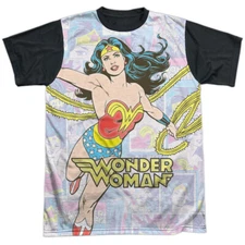 DC Wonder Collage Adult Halloween Costume T Shirt (Black Back), S-3XL