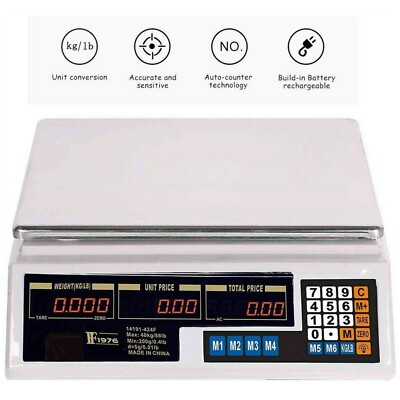 LCD Digital Kitchen Scale Food Meat Computing Commercial Weight Tool Market 88LB