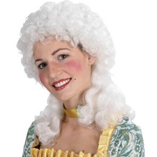 BAROCK PERÜCKE WEIß LOCKEN Karneval Mittelalter Gothik Rokoko Damen Kostüm Party