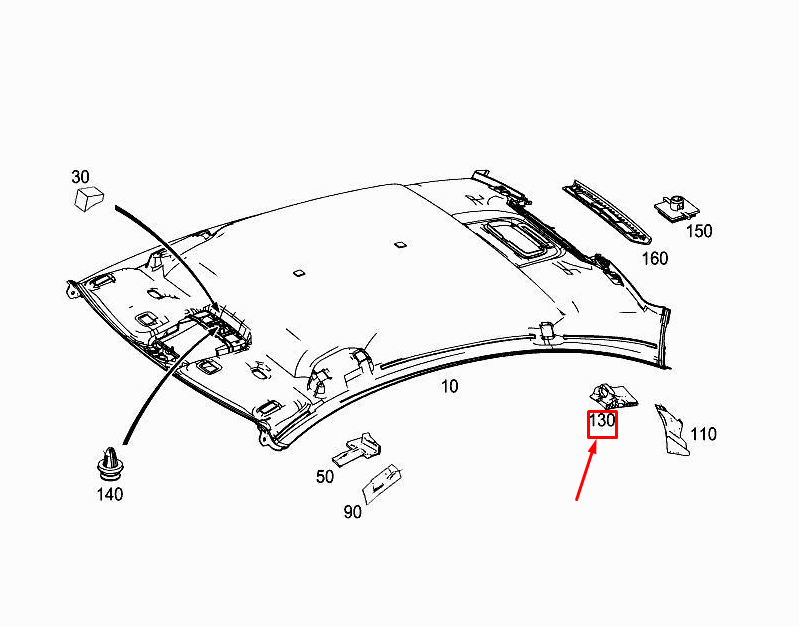 Coussin de toit arrière gauche MERCEDES-BENZ E Coupé C207 A2076950397