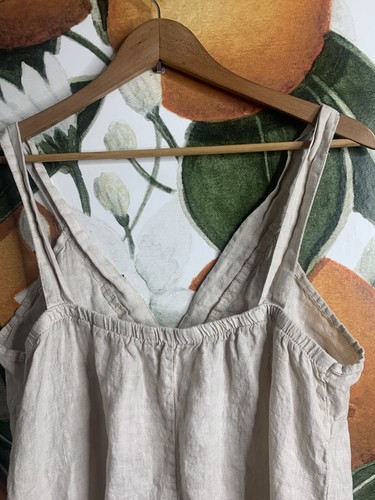 Anna Melani Large Beige Jumper Maxi Dress Linen Elastic Back - Picture 6 of 7