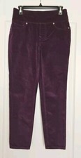 DG2 by Diane Gilman Velvet Pull On Pants PS Skinny Leg Deep Plum NWOT