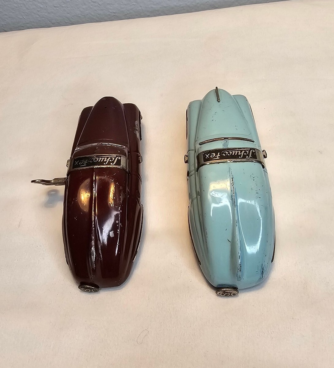 TWO 1940'S Schuco Fex 1111 Antique Wind Up Toy Car Made In