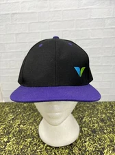 The Classics Snapback Yupoong Black Cap Hat Purple Brim - Green Under Bill -