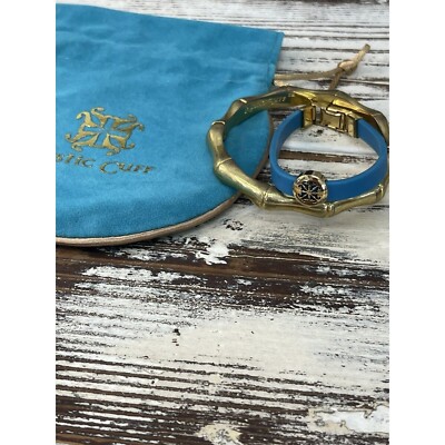 Rustic Cuff Bracelets Lot Of 2 Gold and Turquoise Stackable