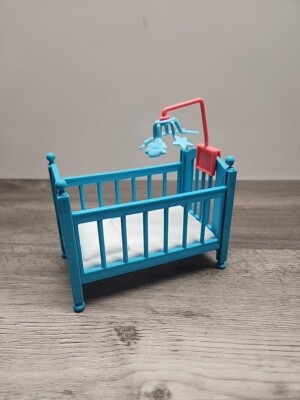 Blue Baby Doll Crib Miniature Dollhouse Furniture Tommy Rugrats