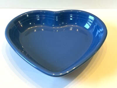 Fiestaware 7 1/2'' Medium Heart Shaped Bowl Blue Candy/Nuts Fruit Dish USA