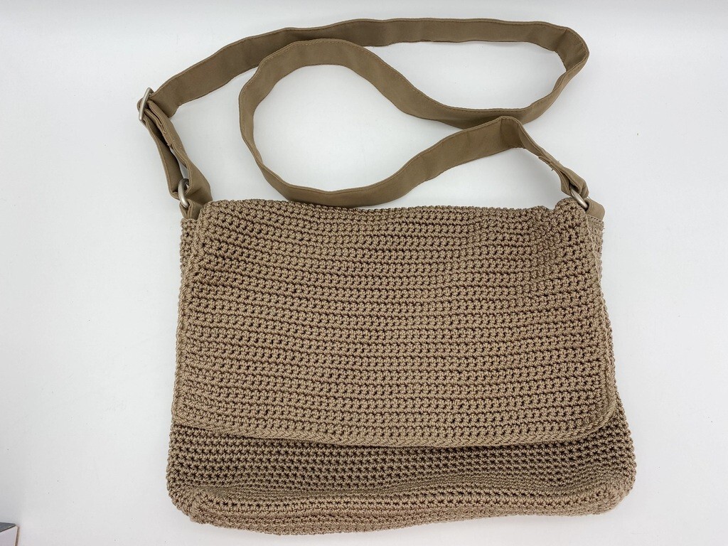 The SAK Bag Crochet Taupe Messenger Bag Flap Front Organizer