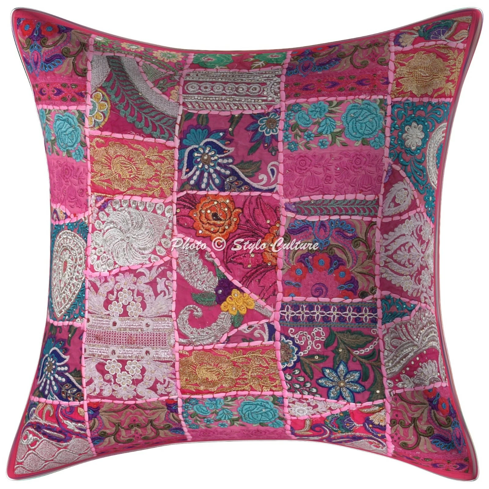 Traditional Cushion Cover 60 x 60 cm Patchwork Cotton Abstract Throw Pillow Case