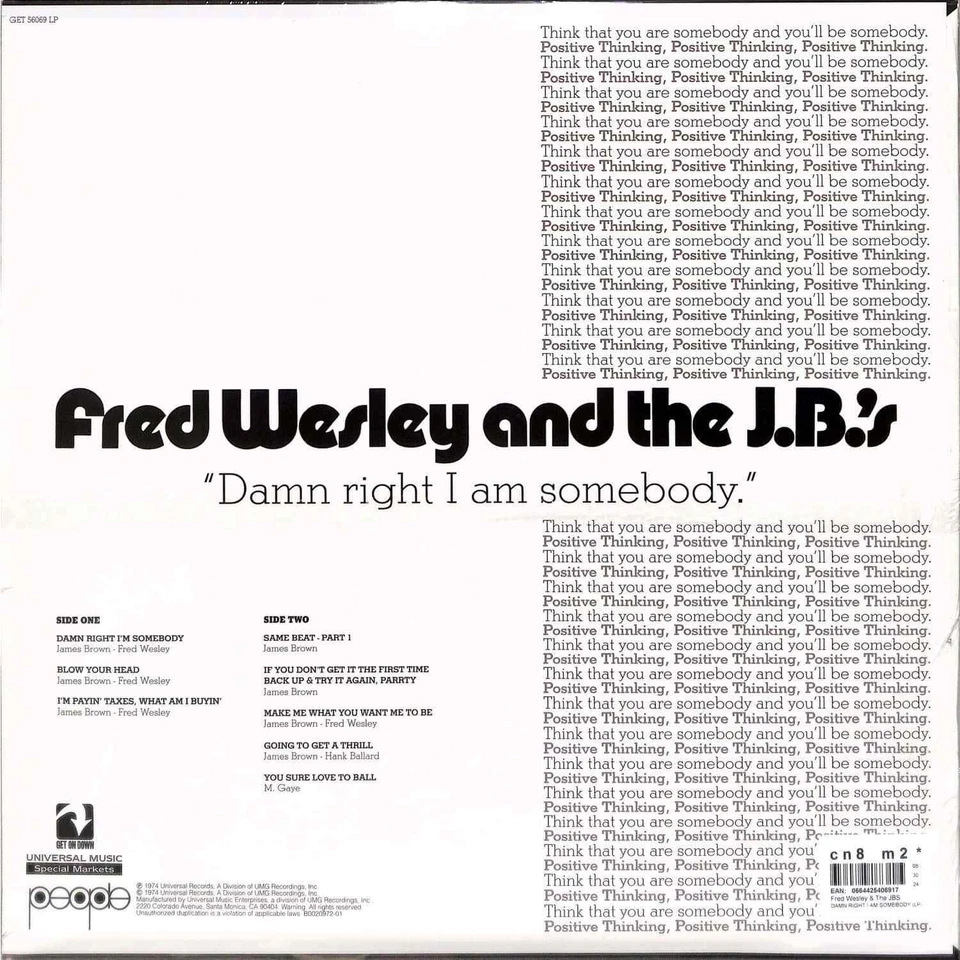 Fred Wesley & The JBS / DAMN RIGHT I AM SOMEBODY (LP) / Get On Down / GET54069  - Bild 2 von 2