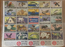 National Wildlife Federation Stamps 1940 Birds Animals Flowers Partial Sheet