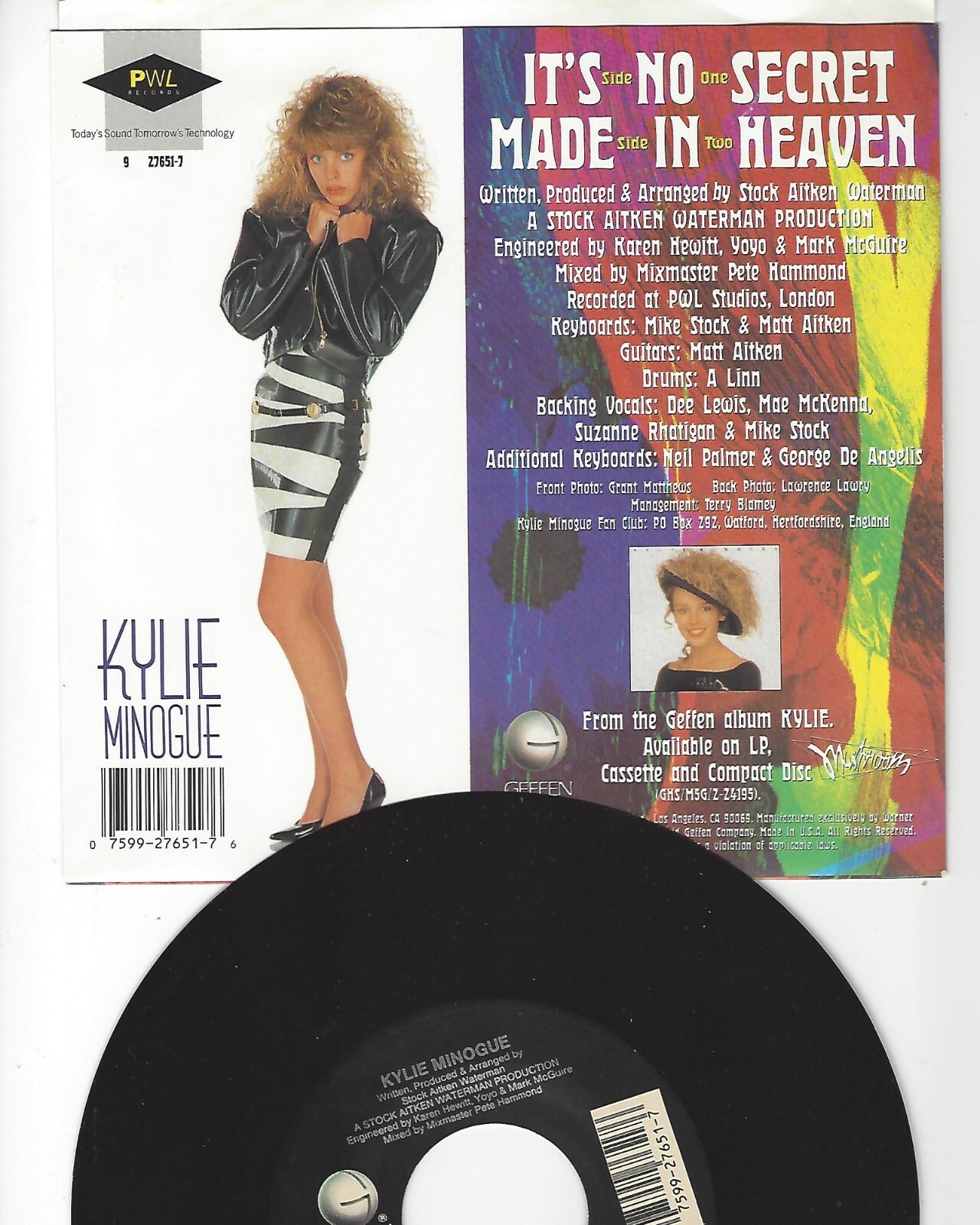 KYLIE MINOGUE- "IT'S NO SECRET"/"MADE IN HEAVEN"- GEFFEN- W/PIC SLV- N