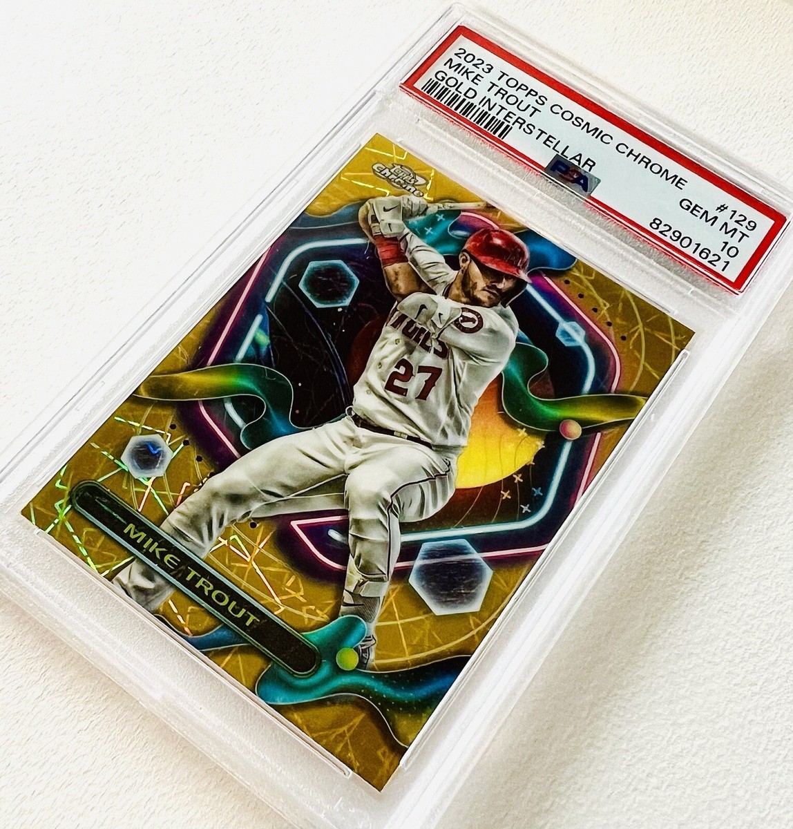 2023 Topps Cosmic Chrome Mike Trout Gold Interstellar Ref. #/50