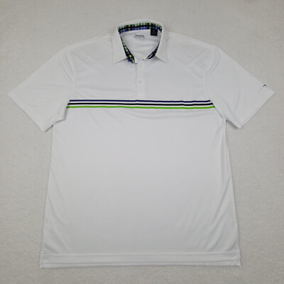 Backspin Golf Threads Polo Shirt Mens 2XL XXL White Short Sleeve Performance