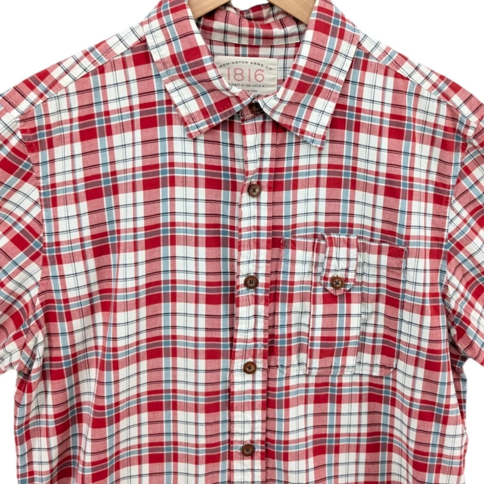 Camisa Remington Arms 1816 Para Hombre Roja Blanca Cuadros Manga Corta Algodón Talla M Foto 3 de 4