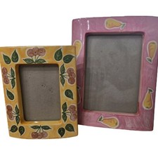 Melannco Photo Album Set Ceramic Floral Fruit Colorful 5x7 5x3 Cherries Pear