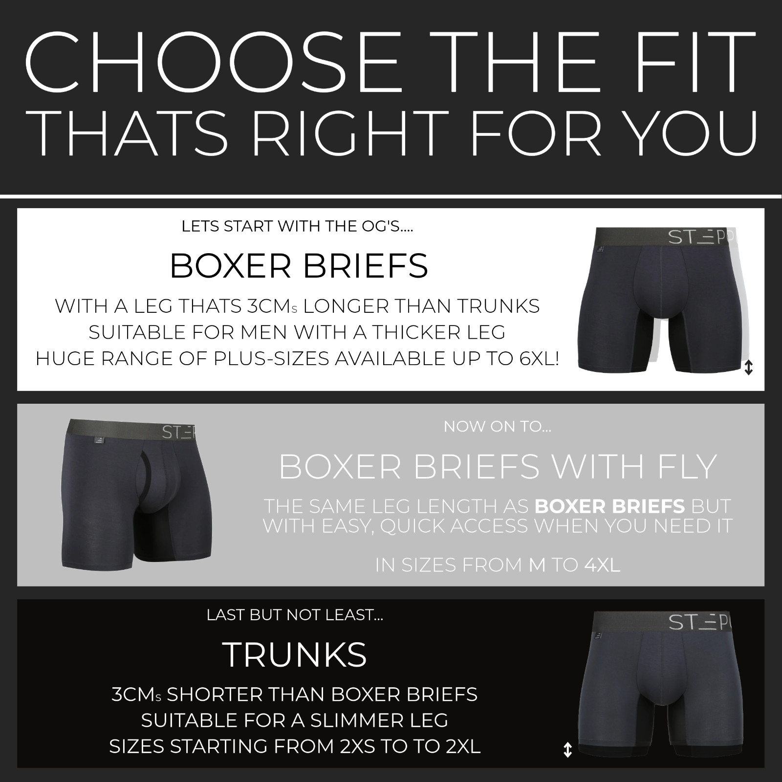 STEP ONE New Mens Trunks (Shorter) Bamboo Underwear- Limited Editions image 6