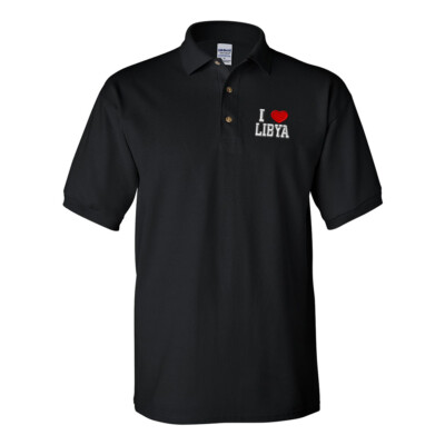 Polo Shirts for Men I Love Libya Cotton Short Sleeves Golf Tees