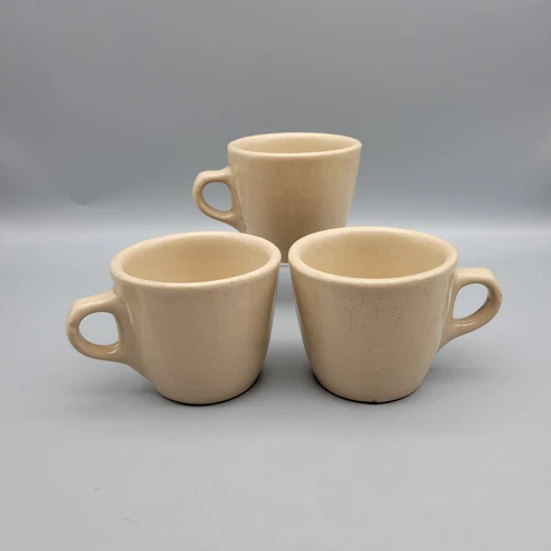 Vintage TEPCO China USA Restaurant Ware 3" Coffee Cups Lot of 3 Tan Beige Mugs